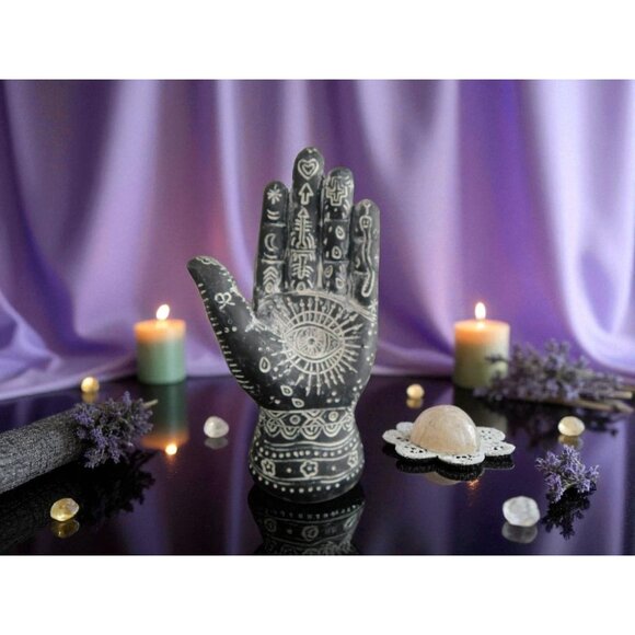 Mystical Witchy Palmistry Hand Statue Palm Reading Boho Psychic Decor 5" - Picture 7 of 11